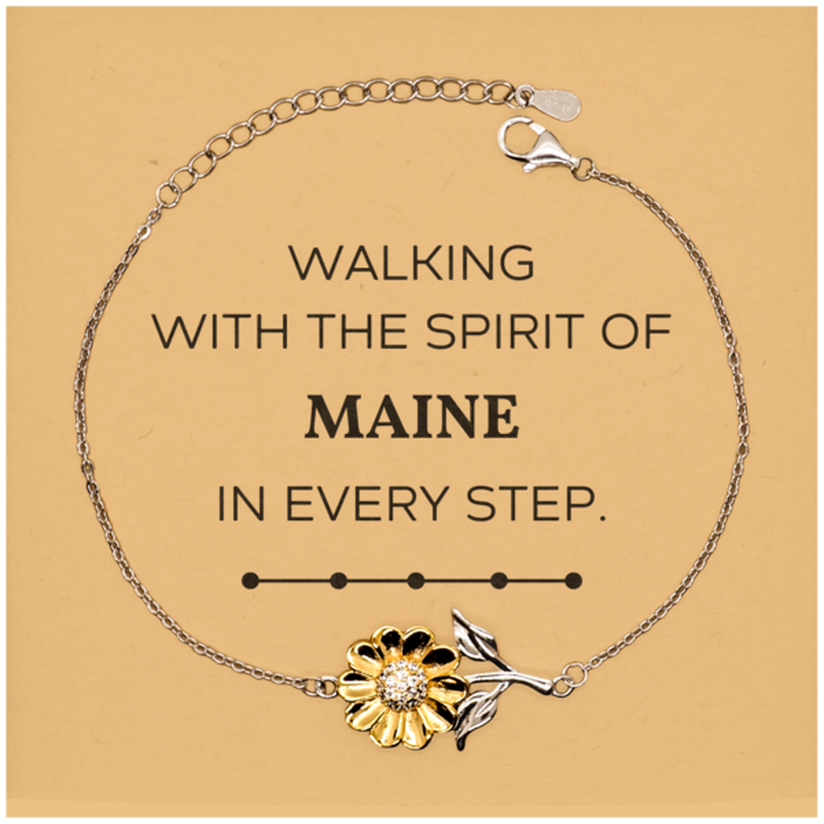 Maine Gifts, Walking with the spirit, Love Maine Birthday Christmas Sunflower Bracelet For Maine People, Men, Women, Friends