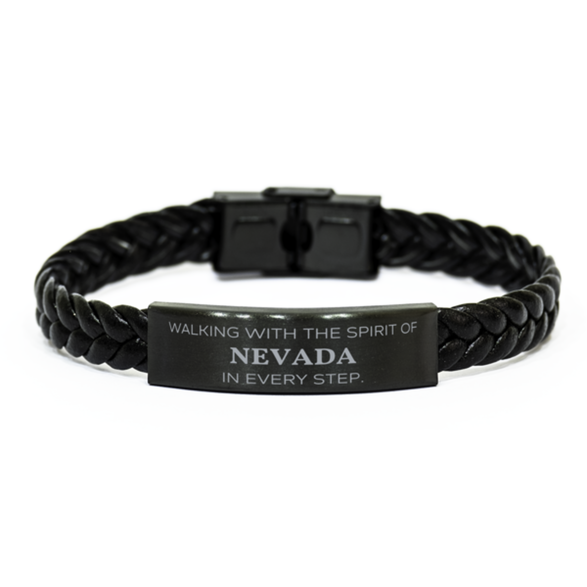 Nevada Gifts, Walking with the spirit, Love Nevada Birthday Christmas Braided Leather Bracelet For Nevada People, Men, Women, Friends