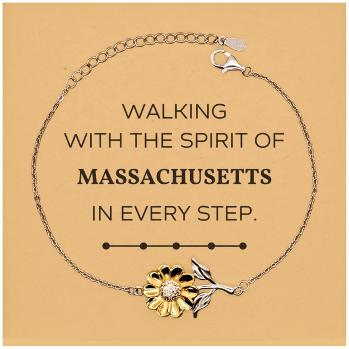 Massachusetts Sunflower Bracelet - Love Massachusetts Design | Meaningful Gift
