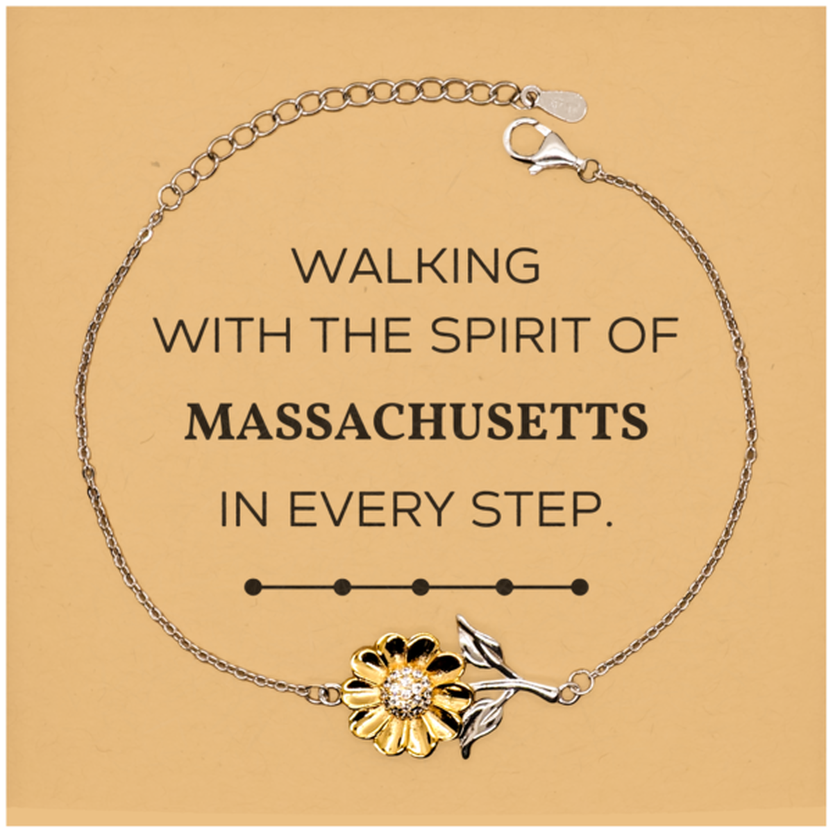 Massachusetts Gifts, Walking with the spirit, Love Massachusetts Birthday Christmas Sunflower Bracelet For Massachusetts People, Men, Women, Friends