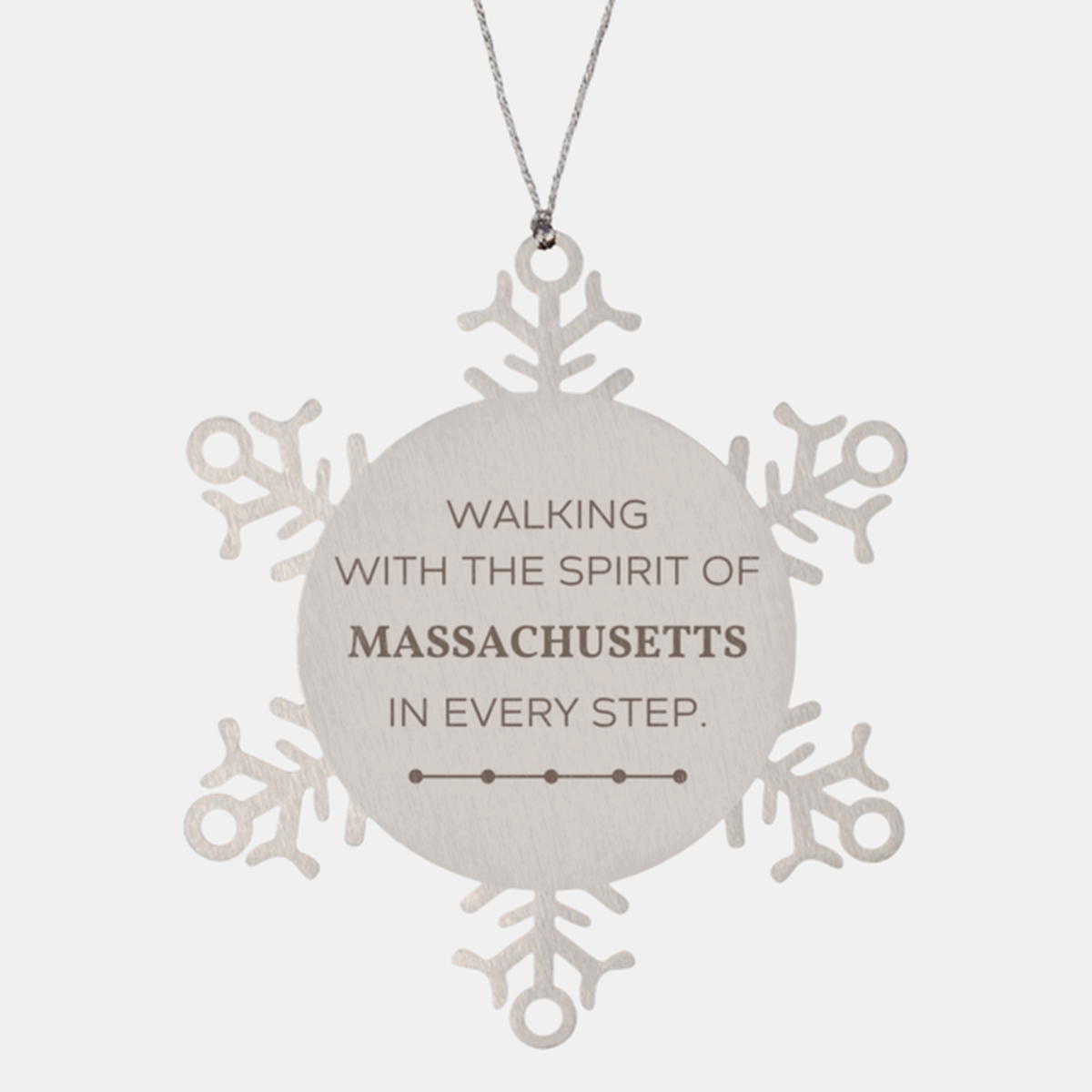 Massachusetts Gifts, Walking with the spirit, Love Massachusetts Birthday Christmas Snowflake Ornament For Massachusetts People, Men, Women, Friends