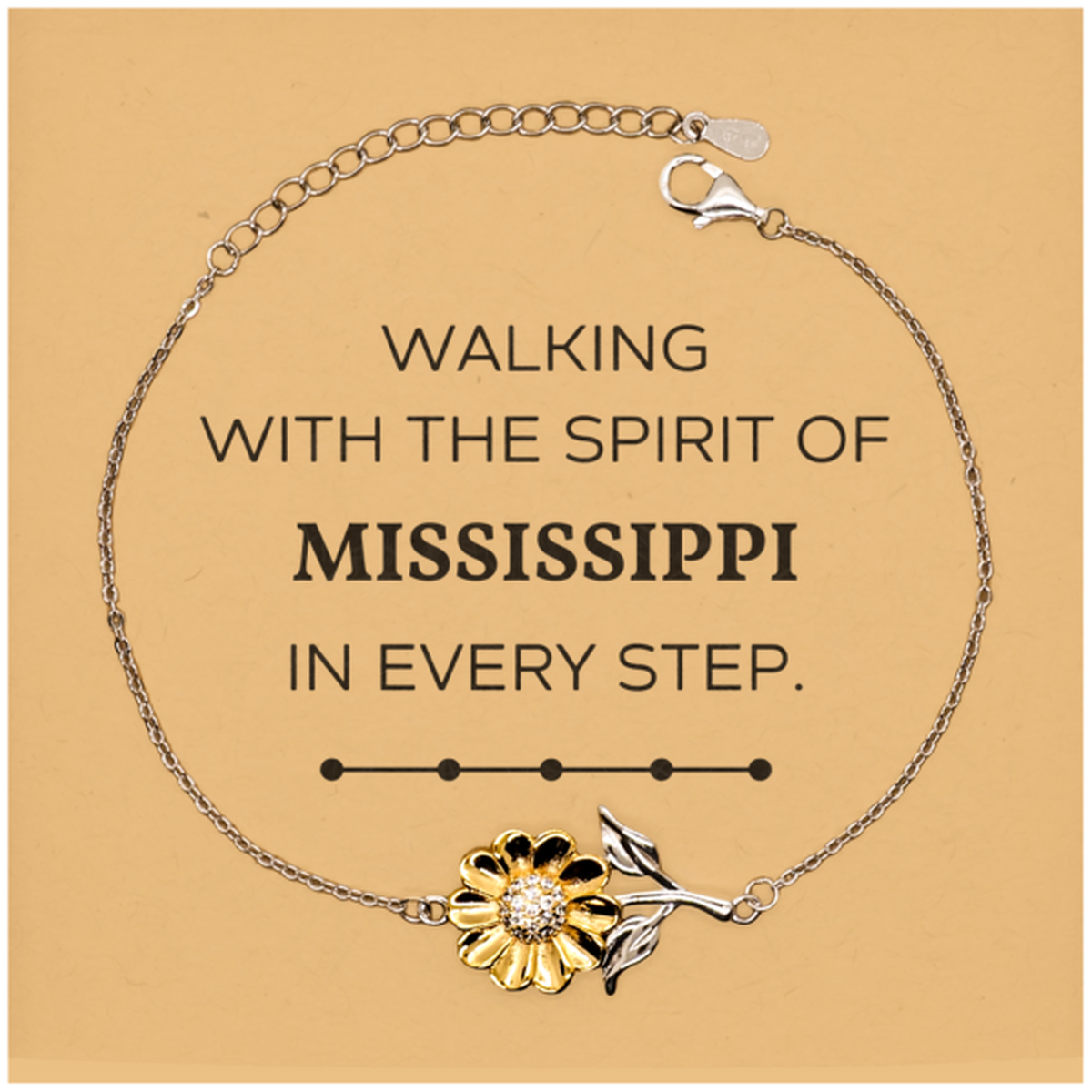 Mississippi Gifts, Walking with the spirit, Love Mississippi Birthday Christmas Sunflower Bracelet For Mississippi People, Men, Women, Friends