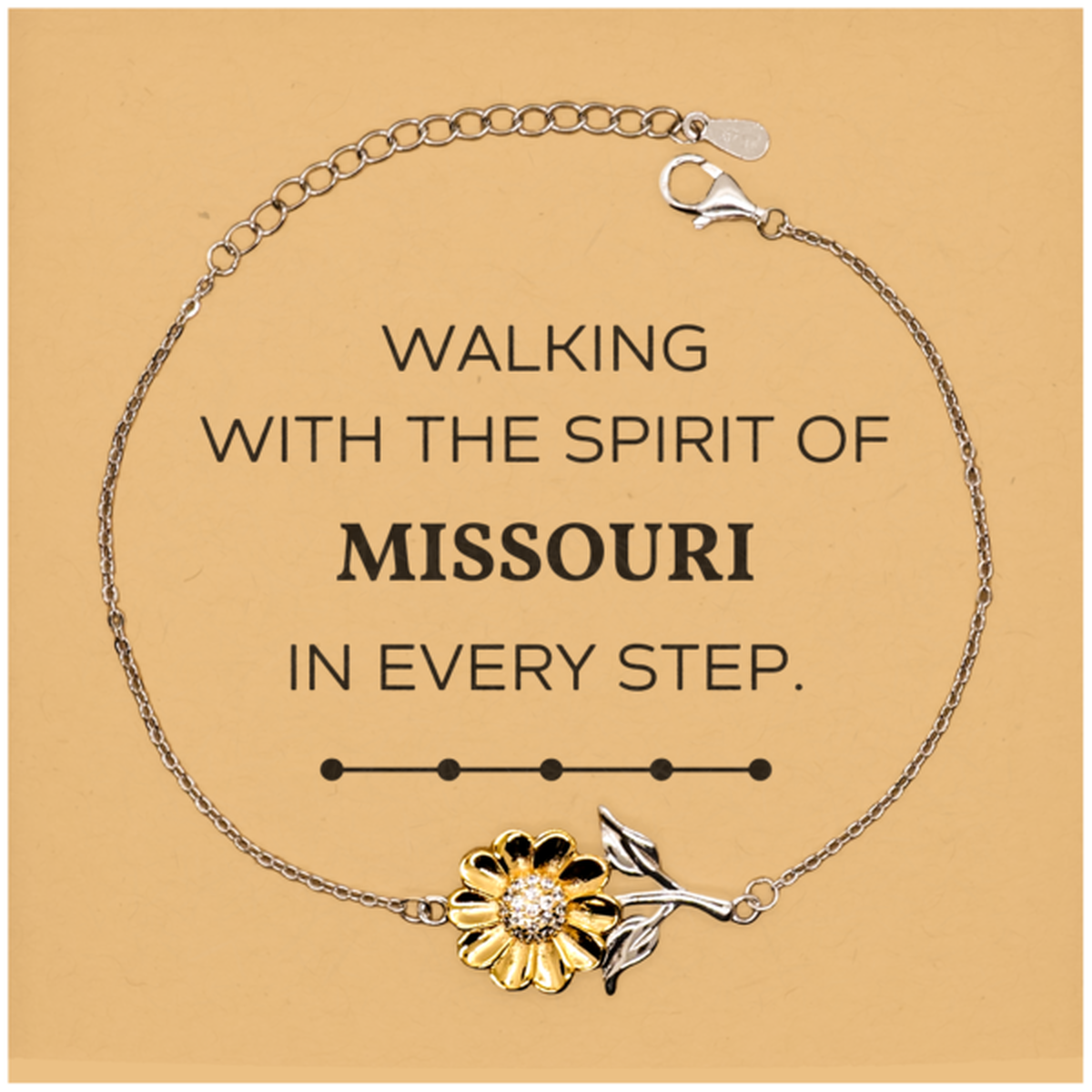 Missouri Gifts, Walking with the spirit, Love Missouri Birthday Christmas Sunflower Bracelet For Missouri People, Men, Women, Friends