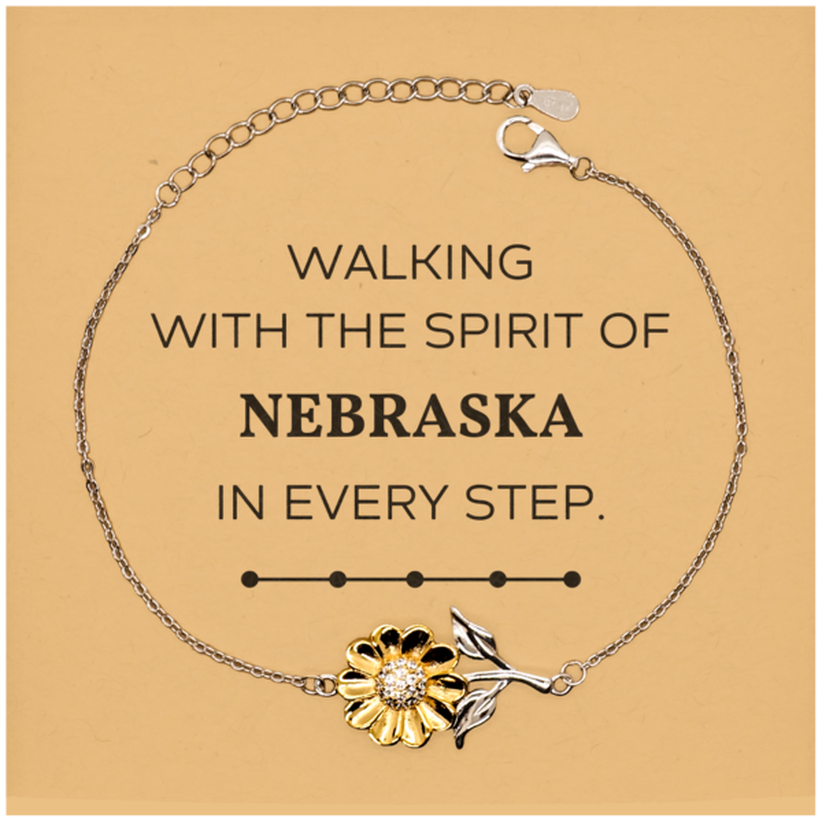 Nebraska Gifts, Walking with the spirit, Love Nebraska Birthday Christmas Sunflower Bracelet For Nebraska People, Men, Women, Friends