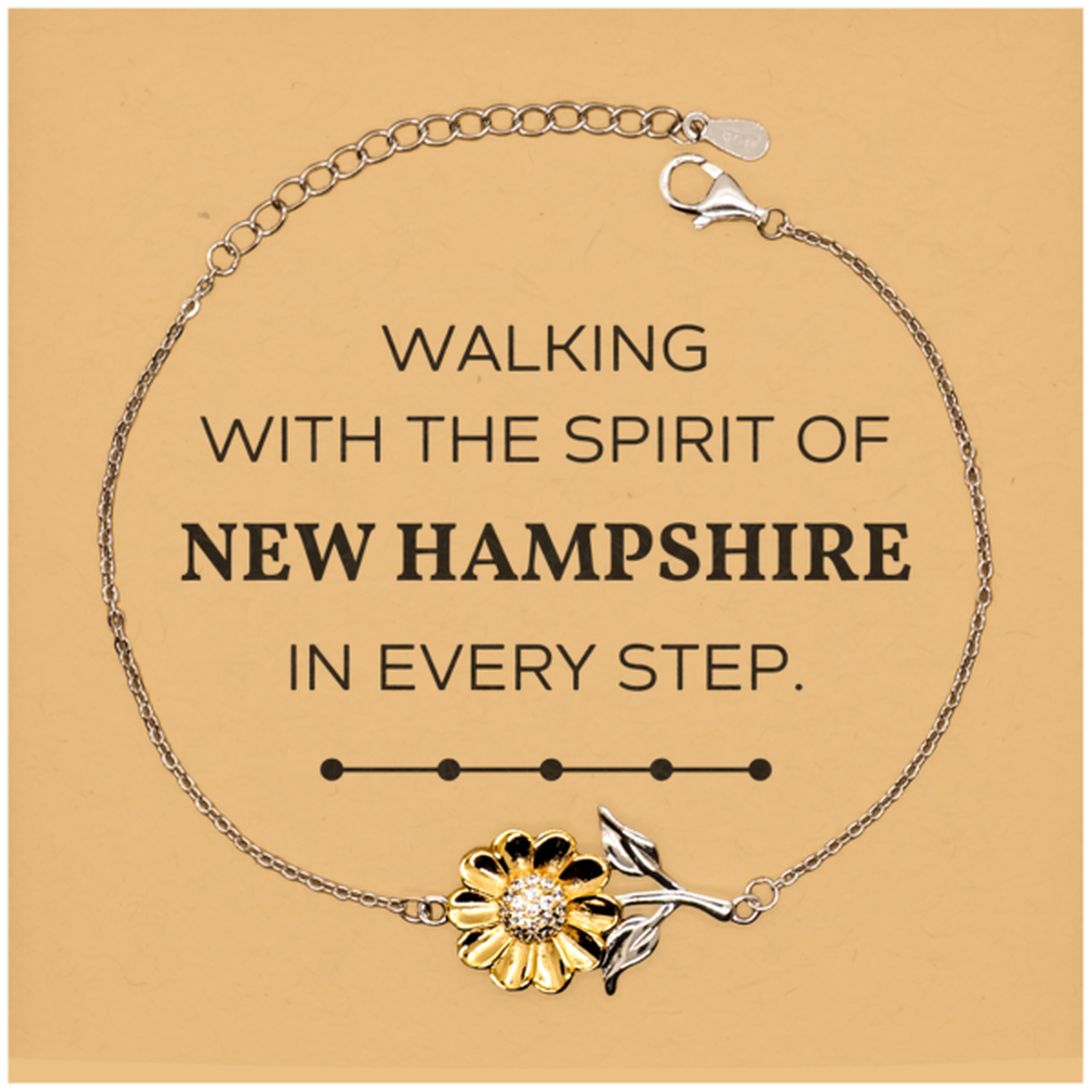 New Hampshire Gifts, Walking with the spirit, Love New Hampshire Birthday Christmas Sunflower Bracelet For New Hampshire People, Men, Women, Friends