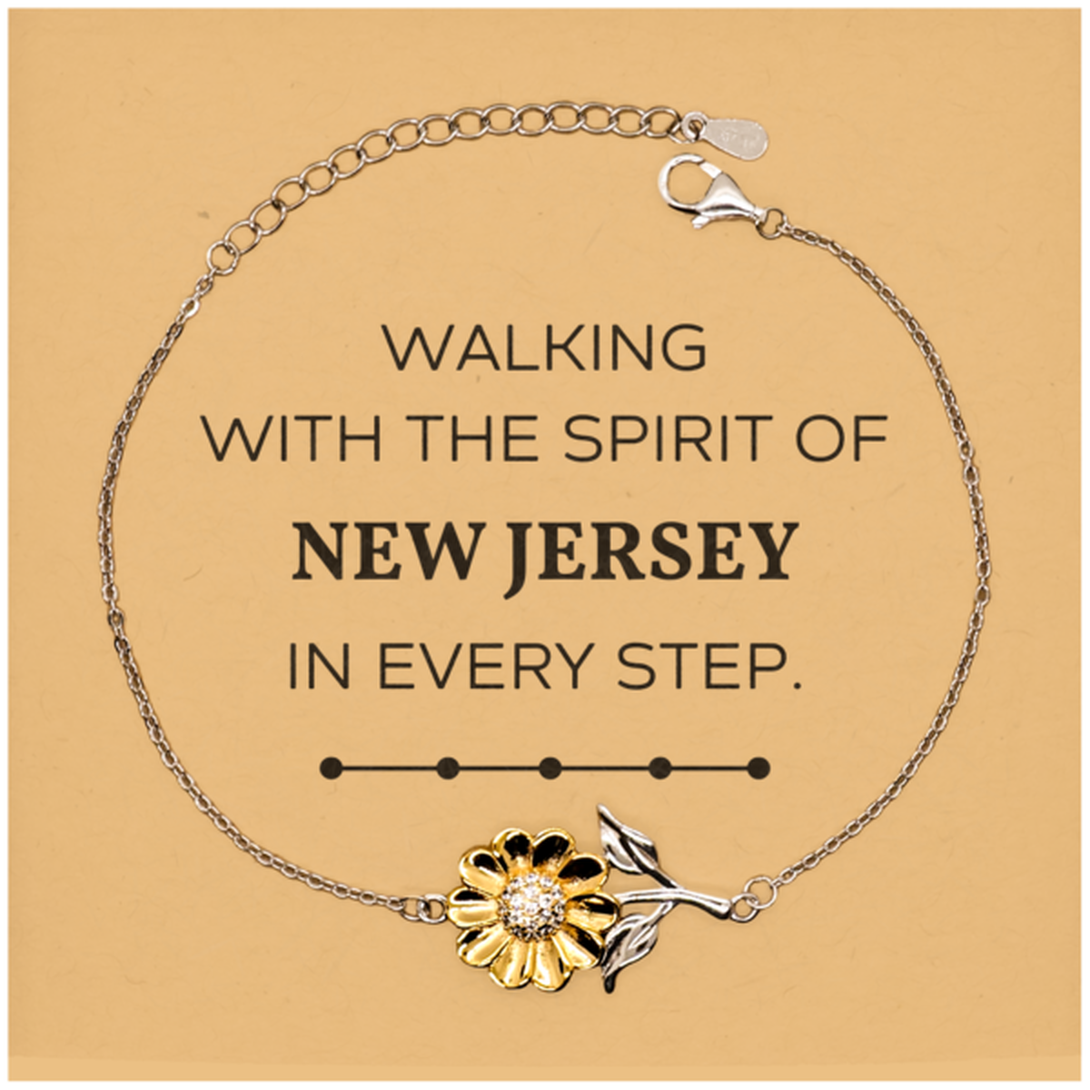 New Jersey Gifts, Walking with the spirit, Love New Jersey Birthday Christmas Sunflower Bracelet For New Jersey People, Men, Women, Friends
