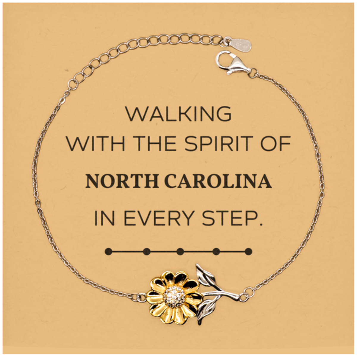 North Carolina Gifts, Walking with the spirit, Love North Carolina Birthday Christmas Sunflower Bracelet For North Carolina People, Men, Women, Friends