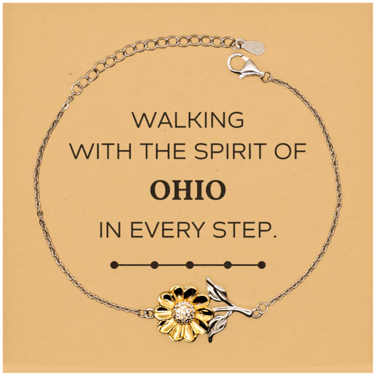 Ohio Gifts, Walking with the spirit, Love Ohio Birthday Christmas Sunflower Bracelet For Ohio People, Men, Women, Friends