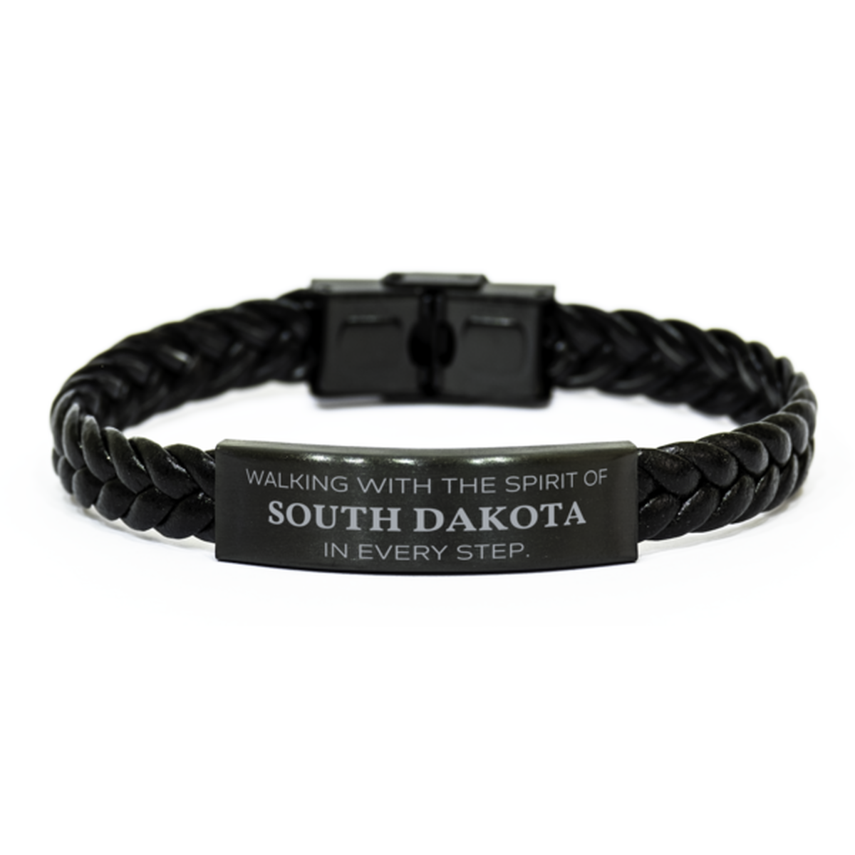 South Dakota People Braided Leather Bracelet - Walking with the Spirit | Perfect Gift for Any Occasion