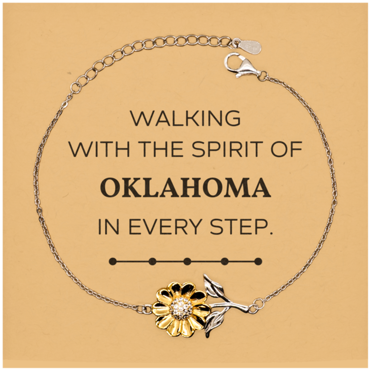 Oklahoma Gifts, Walking with the spirit, Love Oklahoma Birthday Christmas Sunflower Bracelet For Oklahoma People, Men, Women, Friends