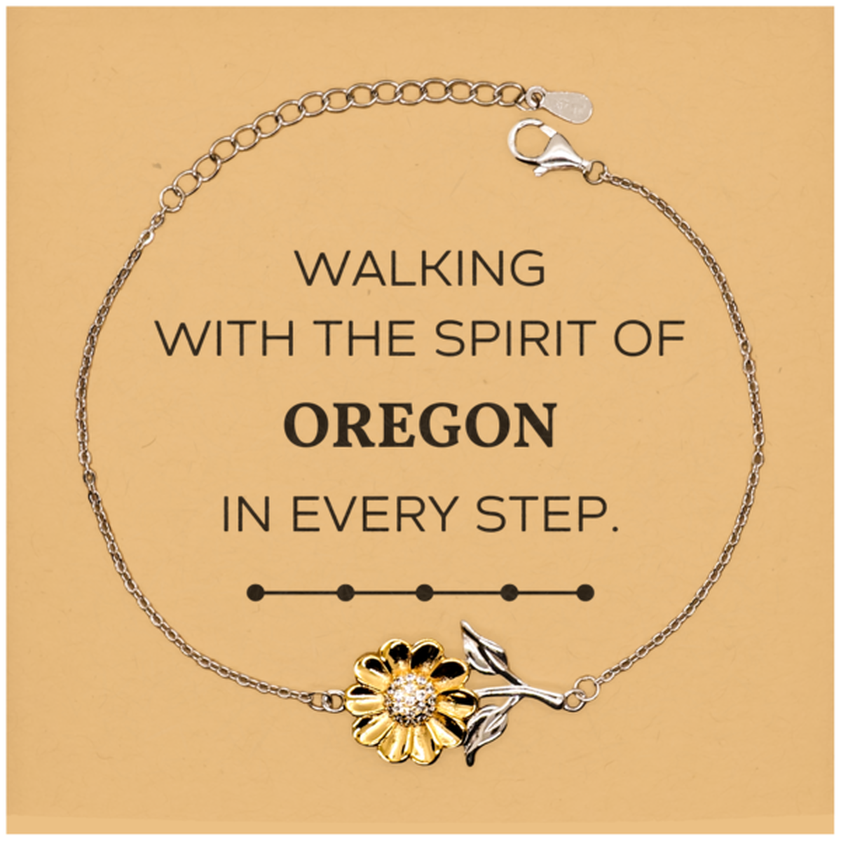 Oregon Gifts, Walking with the spirit, Love Oregon Birthday Christmas Sunflower Bracelet For Oregon People, Men, Women, Friends