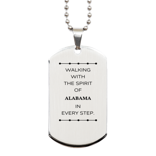 Alabama Silver Dog Tag Necklace - Walking with the Spirit | Birthday & Christmas Gift