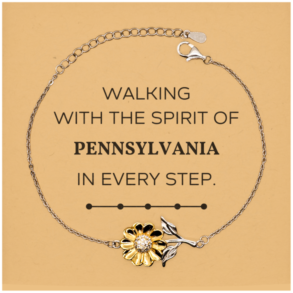 Pennsylvania Gifts, Walking with the spirit, Love Pennsylvania Birthday Christmas Sunflower Bracelet For Pennsylvania People, Men, Women, Friends