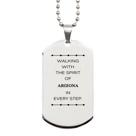 Arizona Silver Dog Tag Necklace - Walking with the Spirit of Arizona | Perfect Gift for Any Occasion