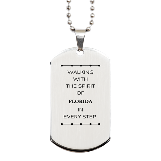 Florida Dog Tag Necklace - Walking with the Spirit of Florida | Perfect Gift for Birthdays and Christmas