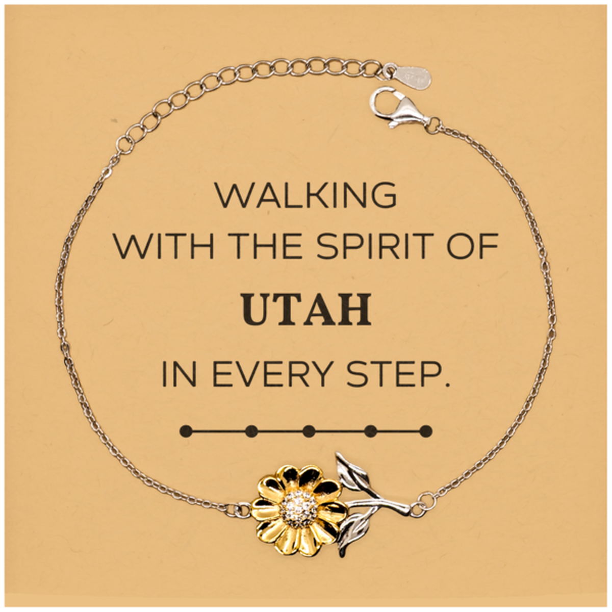 Utah Gifts, Walking with the spirit, Love Utah Birthday Christmas Sunflower Bracelet For Utah People, Men, Women, Friends
