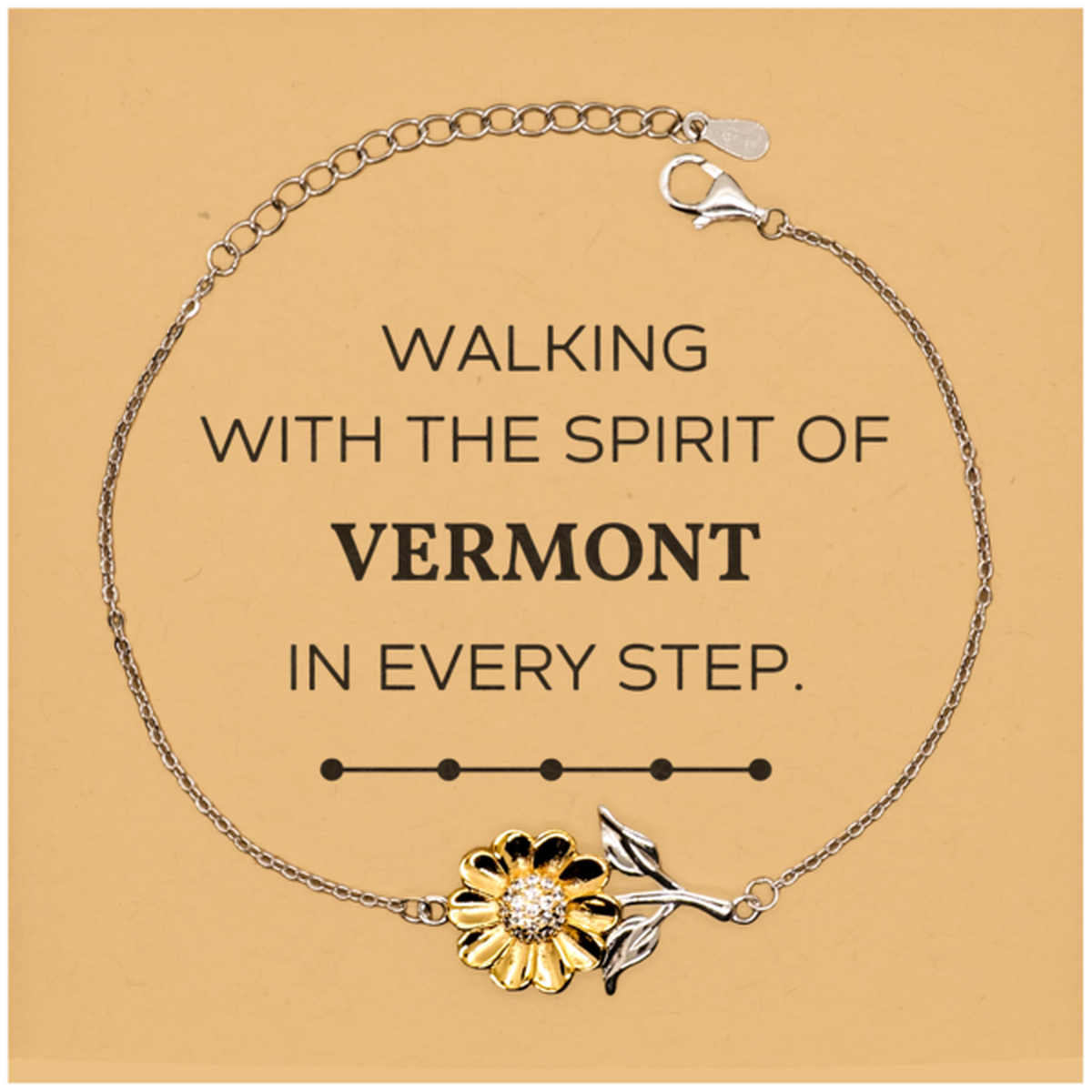 Vermont Gifts, Walking with the spirit, Love Vermont Birthday Christmas Sunflower Bracelet For Vermont People, Men, Women, Friends