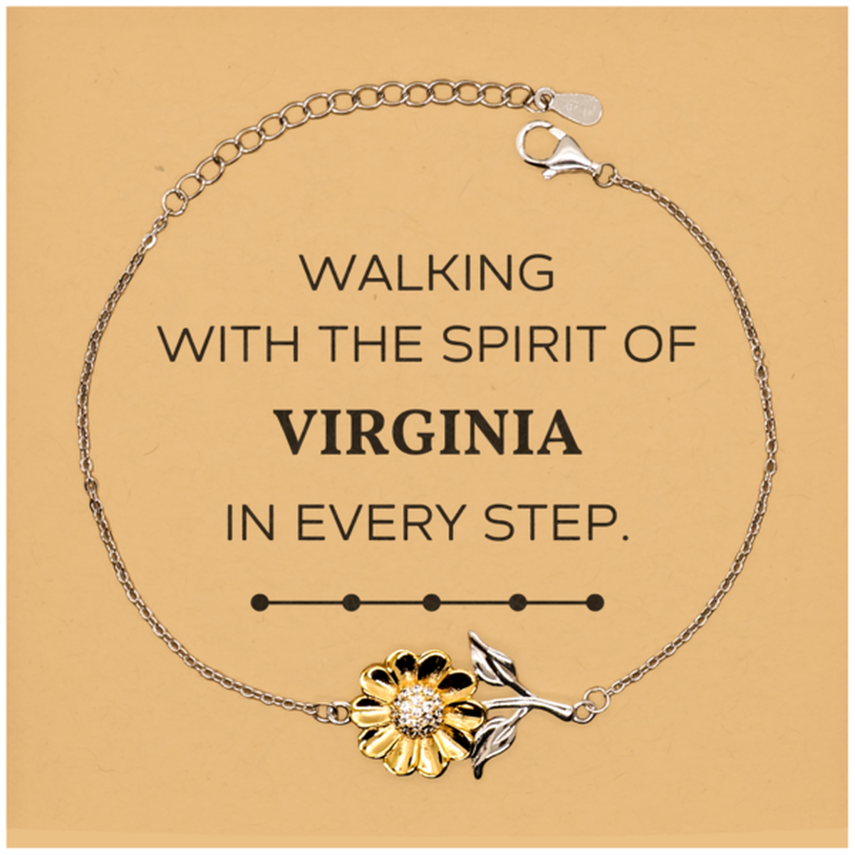 Virginia Gifts, Walking with the spirit, Love Virginia Birthday Christmas Sunflower Bracelet For Virginia People, Men, Women, Friends