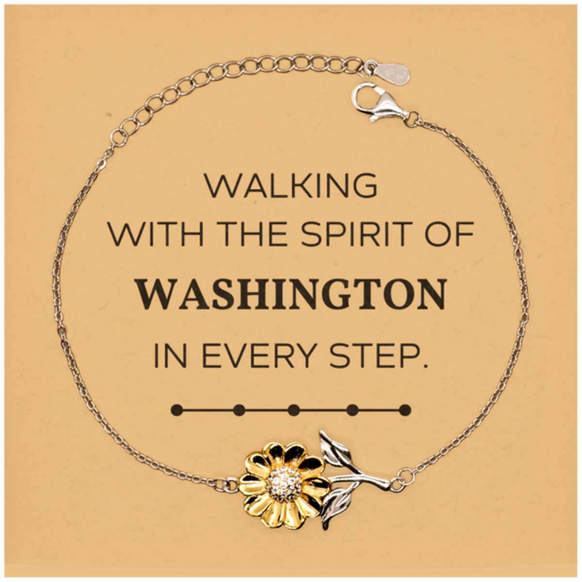 Washington Gifts, Walking with the spirit, Love Washington Birthday Christmas Sunflower Bracelet For Washington People, Men, Women, Friends
