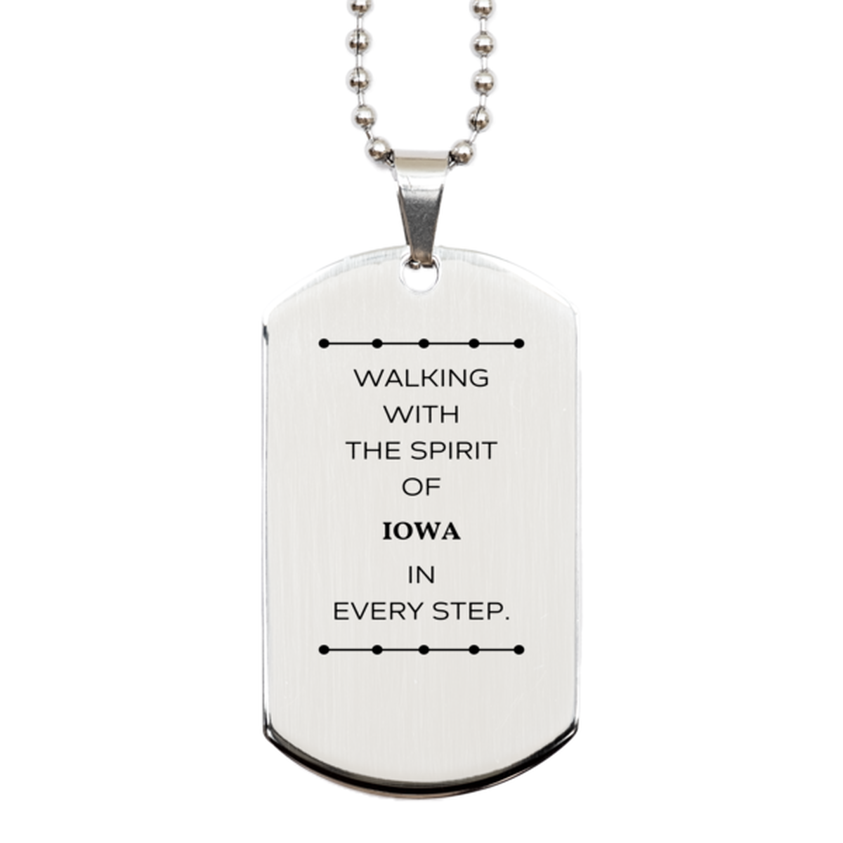 Iowa People Silver Dog Tag Necklace - Walking with the Spirit | Birthday and Christmas Gift