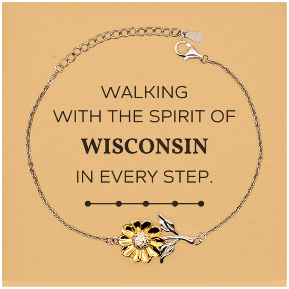 Wisconsin Gifts, Walking with the spirit, Love Wisconsin Birthday Christmas Sunflower Bracelet For Wisconsin People, Men, Women, Friends