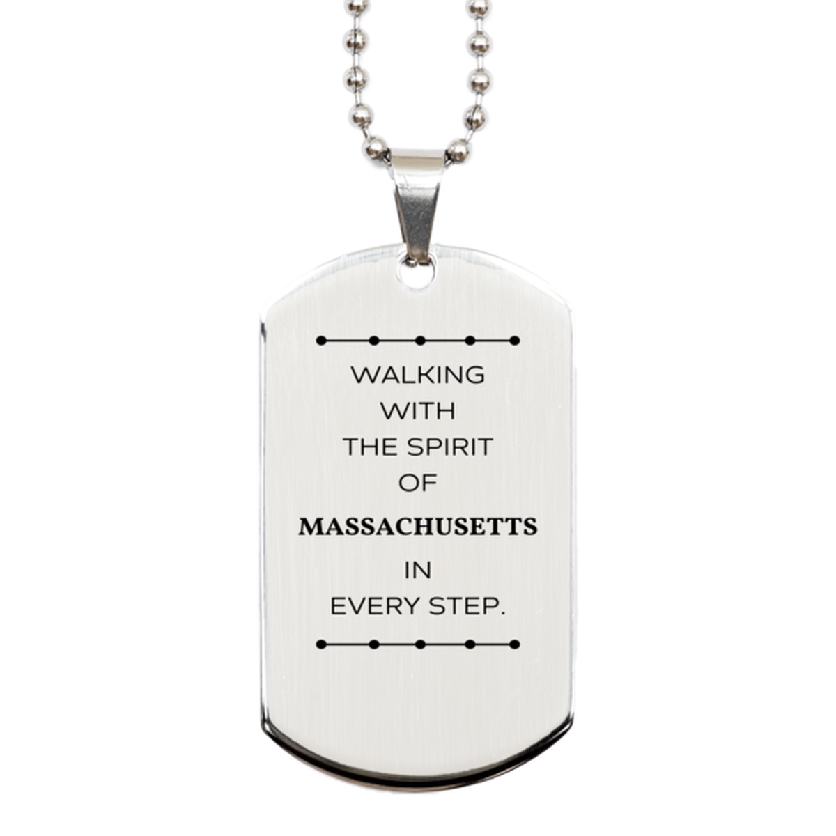 Massachusetts Dog Tag Necklace - Walking with the Spirit | Birthday and Christmas Gift