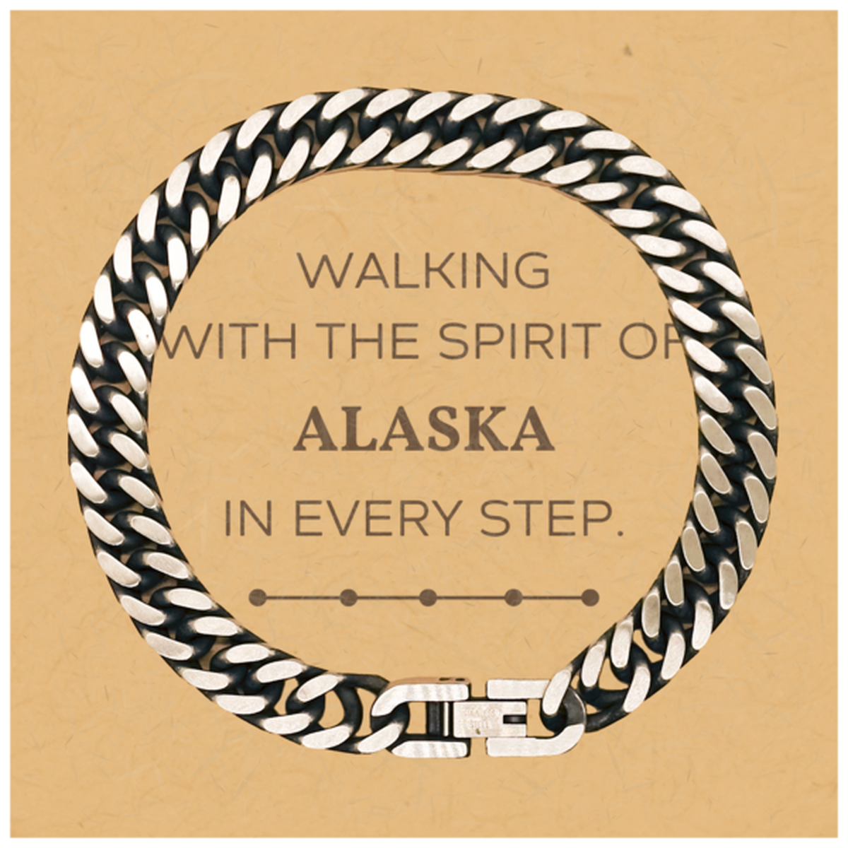 Alaska Gifts, Walking with the spirit, Love Alaska Birthday Christmas Cuban Link Chain Bracelet For Alaska People, Men, Women, Friends