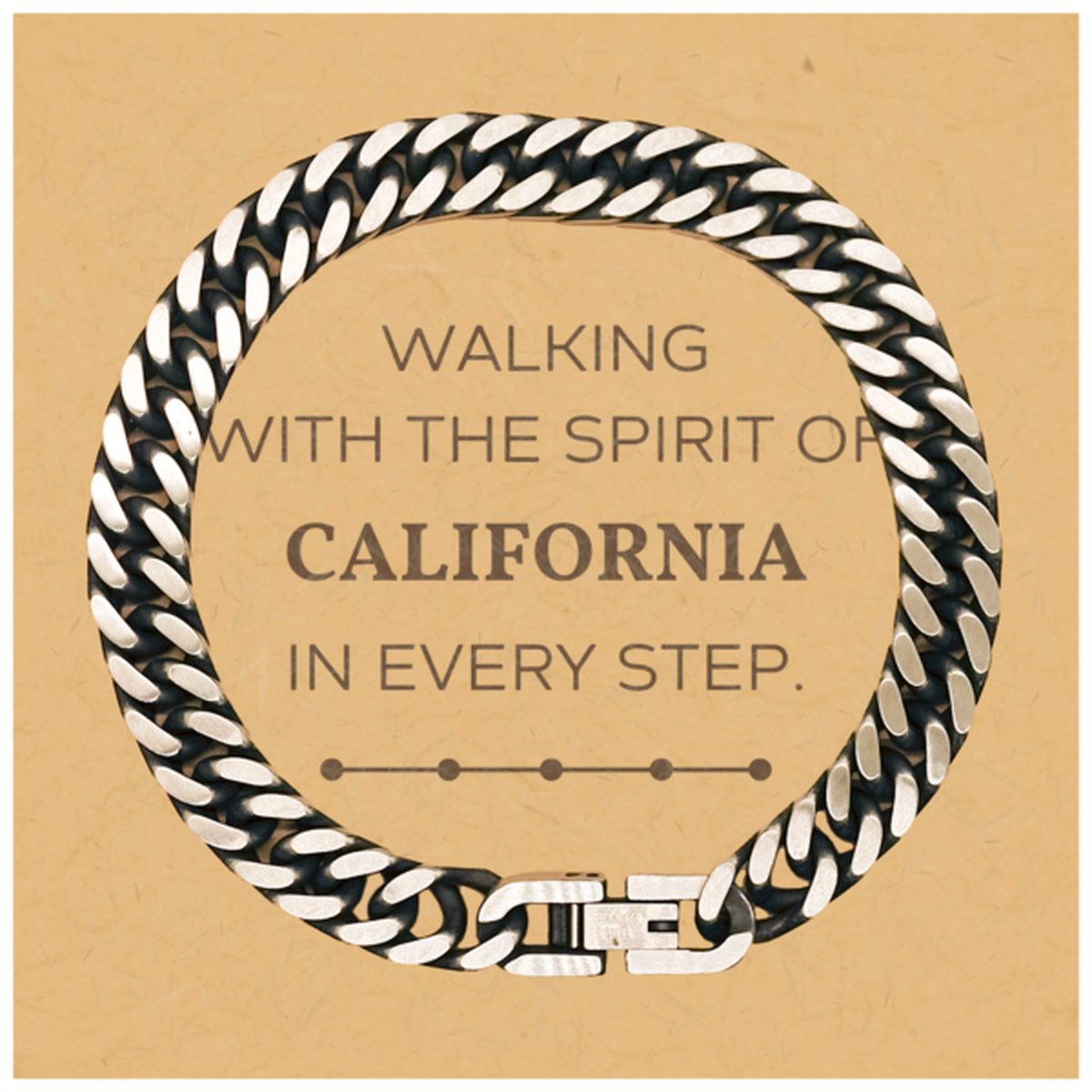 California Gifts, Walking with the spirit, Love California Birthday Christmas Cuban Link Chain Bracelet For California People, Men, Women, Friends