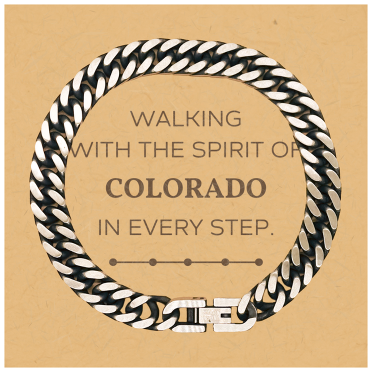 Colorado Gifts, Walking with the spirit, Love Colorado Birthday Christmas Cuban Link Chain Bracelet For Colorado People, Men, Women, Friends