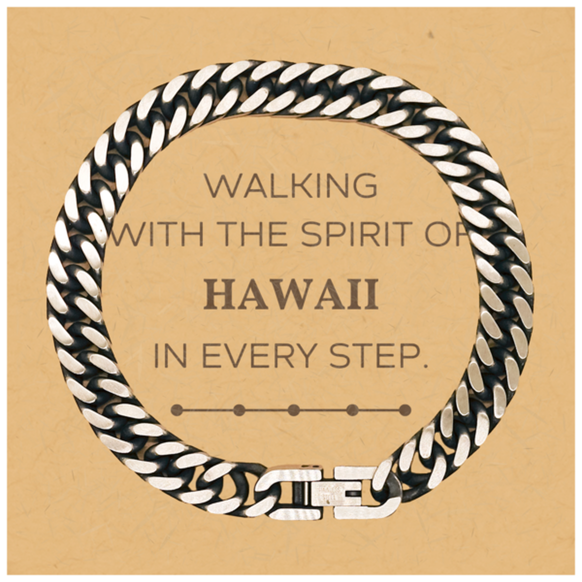 Hawaii Gifts, Walking with the spirit, Love Hawaii Birthday Christmas Cuban Link Chain Bracelet For Hawaii People, Men, Women, Friends