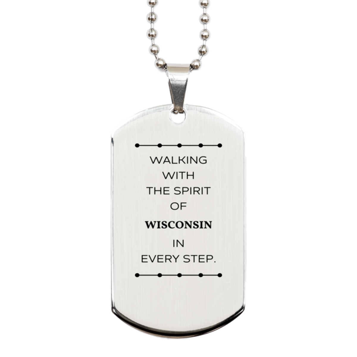 Wisconsin Dog Tag Necklace - Walking with the Spirit Design | Birthday and Christmas Gift
