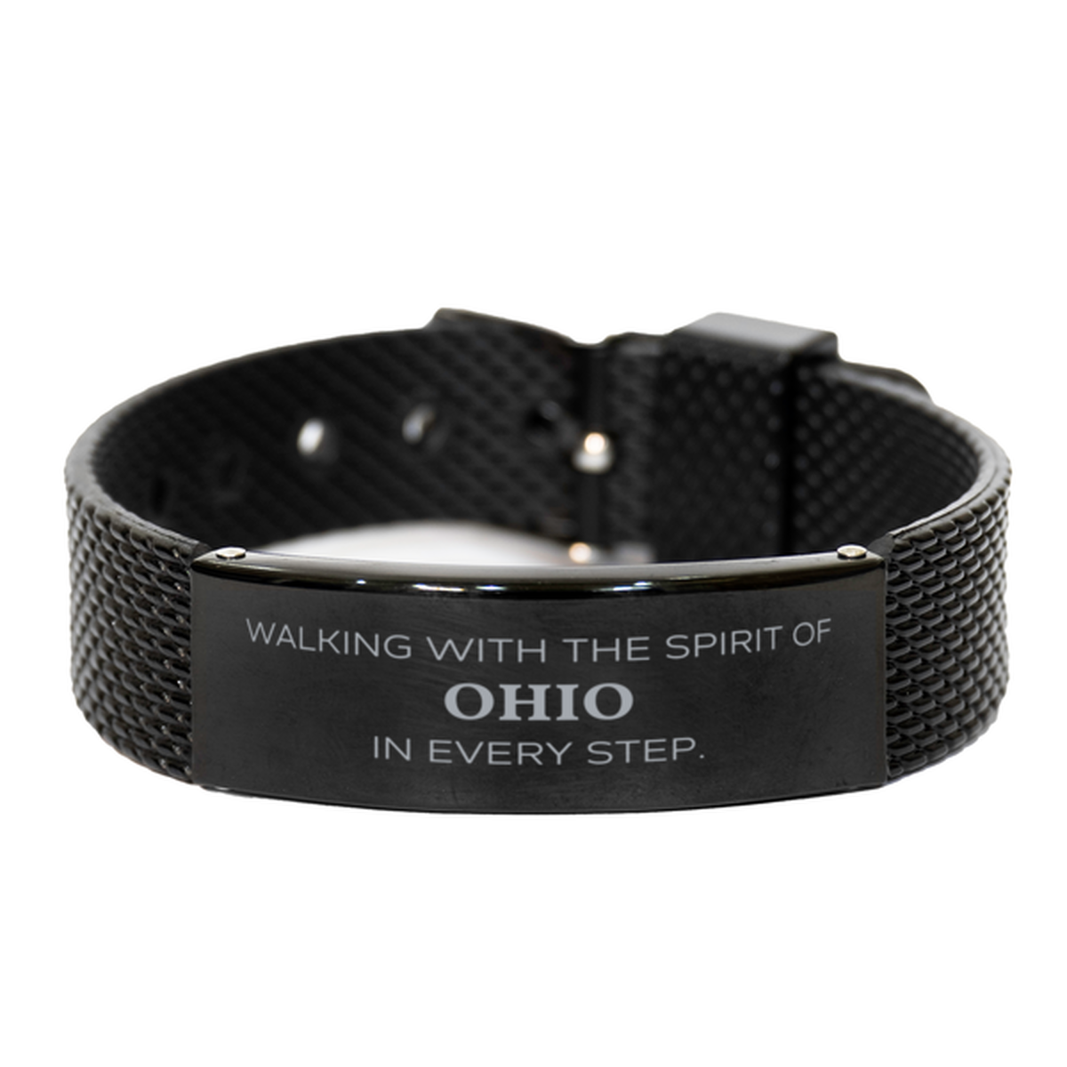 Ohio Gifts Black Shark Mesh Bracelet - Walking with the Spirit | Perfect Gift for Ohio Lovers