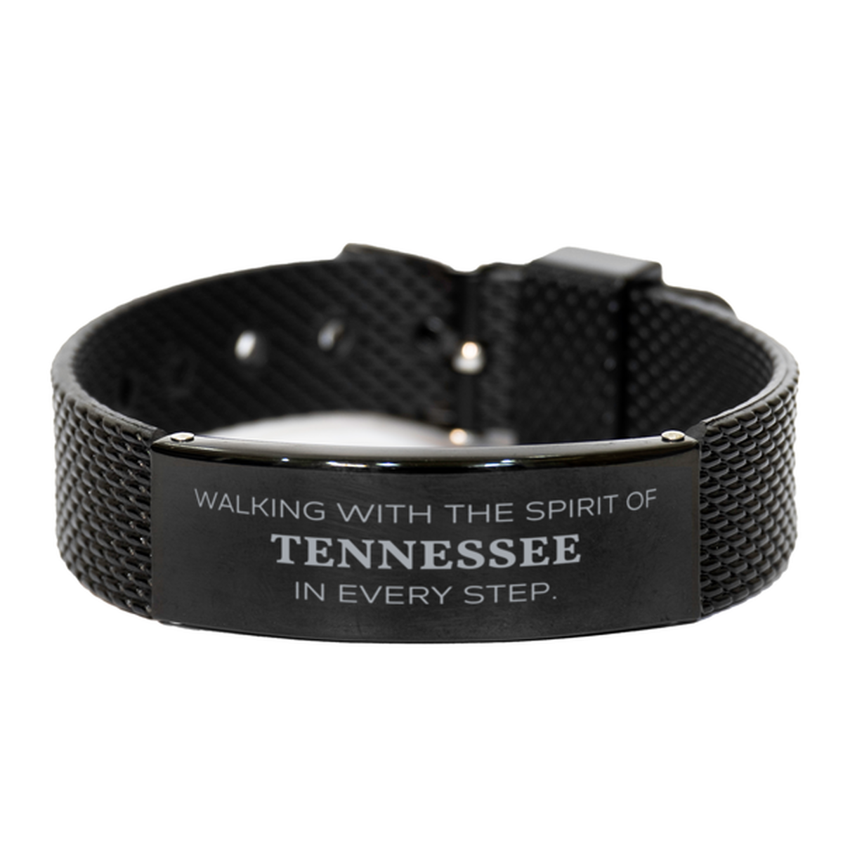 Tennessee Gifts Black Shark Mesh Bracelet - Walking with the Spirit | Perfect Gift for Tennessee Lovers