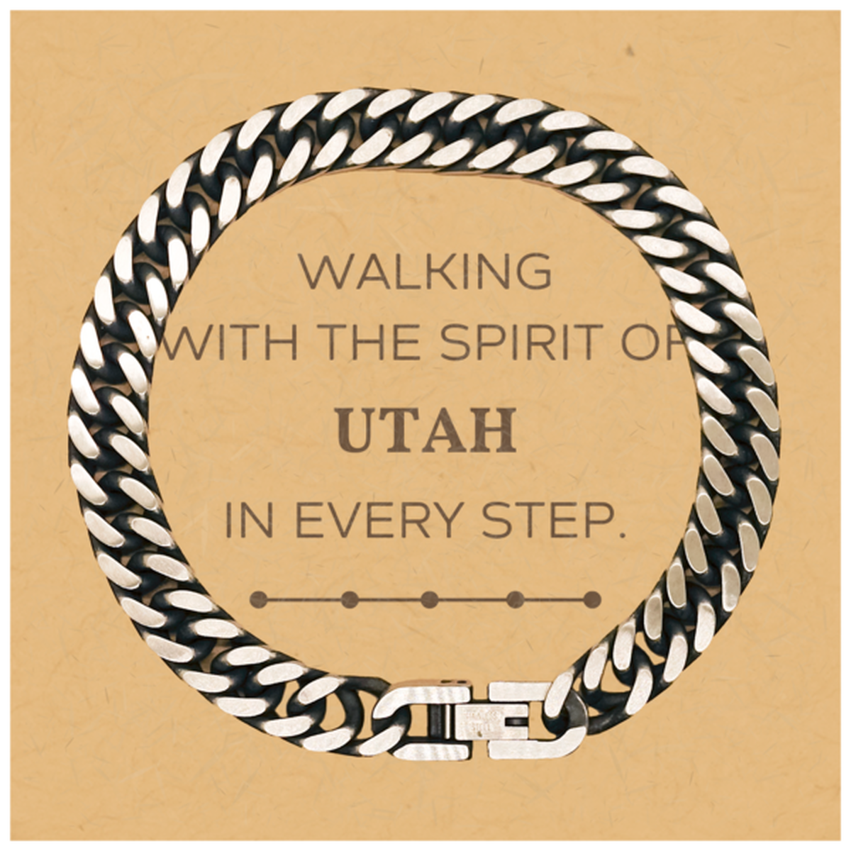 Utah Gifts, Walking with the spirit, Love Utah Birthday Christmas Cuban Link Chain Bracelet For Utah People, Men, Women, Friends