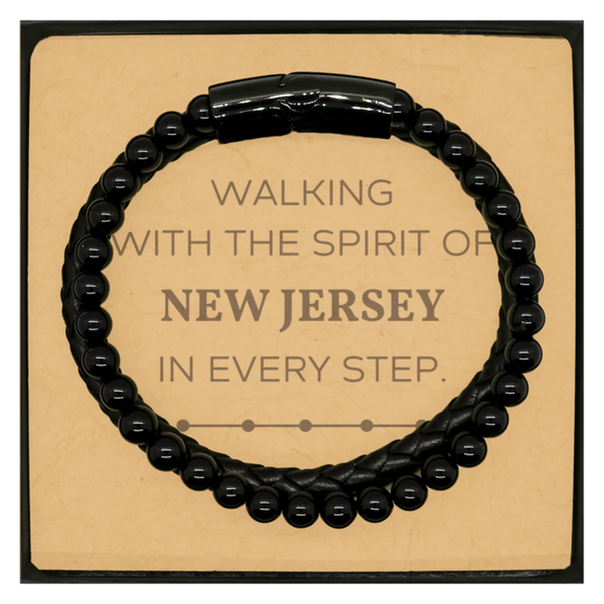 New Jersey Stone Leather Bracelet - Walking with the Spirit | Inspirational Gift