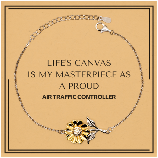Air Traffic Controller Sunflower Bracelet - Life's Canvas is My Masterpiece | Unique Gift