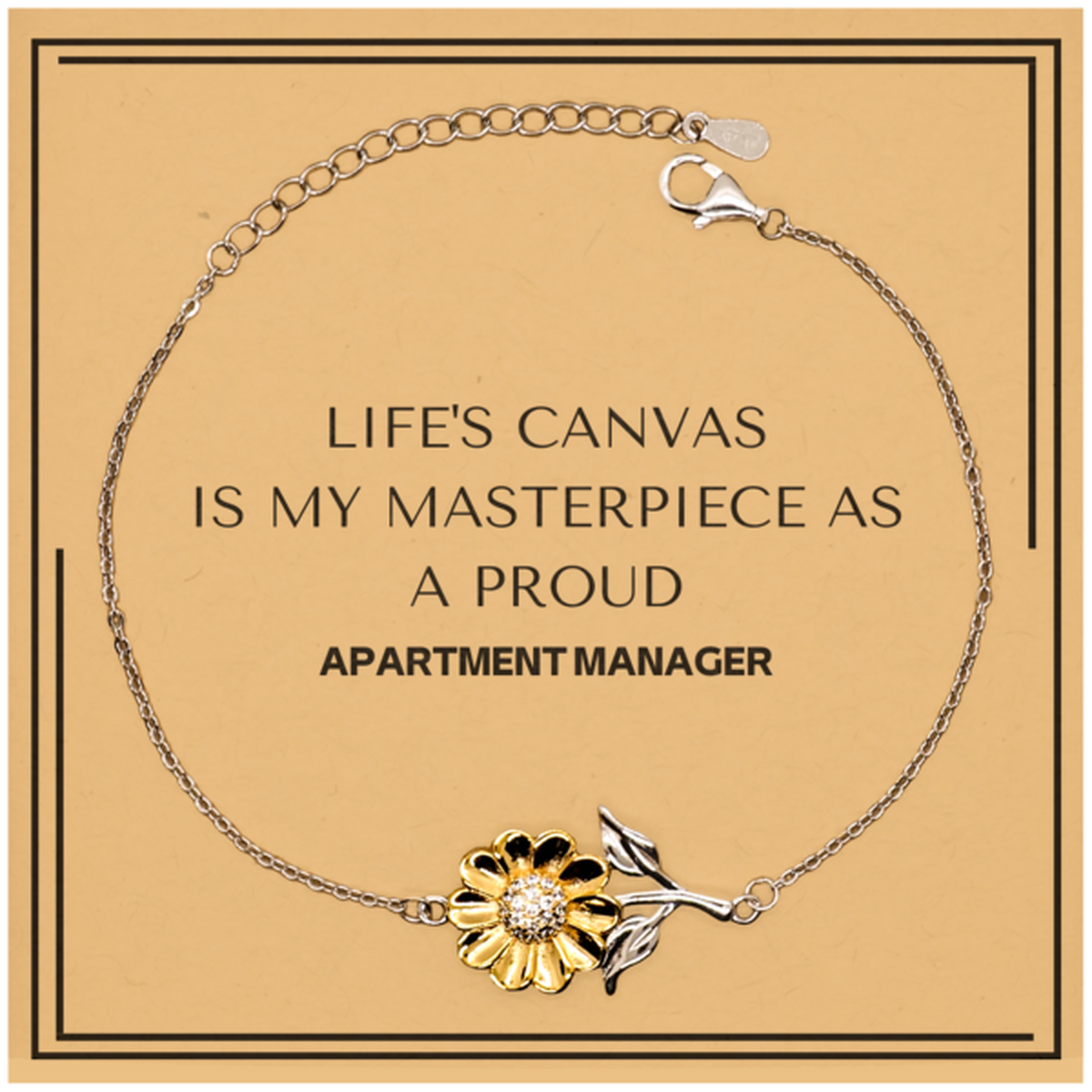 Proud Apartment Manager Gifts, Life's canvas is my masterpiece, Epic Birthday Christmas Unique Sunflower Bracelet For Apartment Manager, Coworkers, Men, Women, Friends