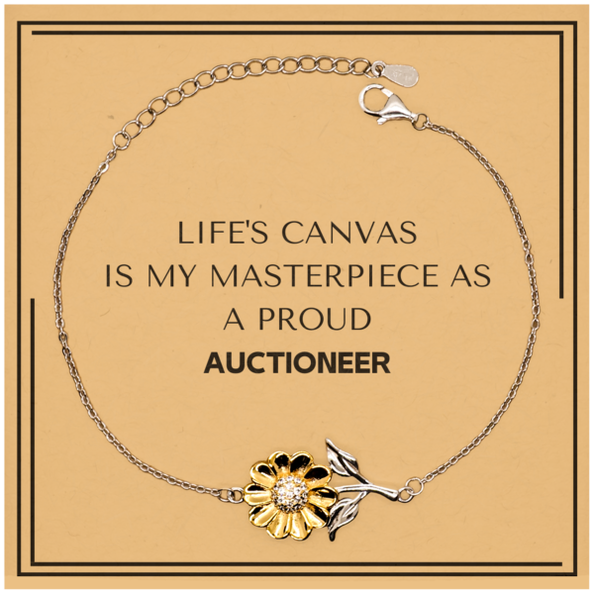 Proud Auctioneer Gifts, Life's canvas is my masterpiece, Epic Birthday Christmas Unique Sunflower Bracelet For Auctioneer, Coworkers, Men, Women, Friends