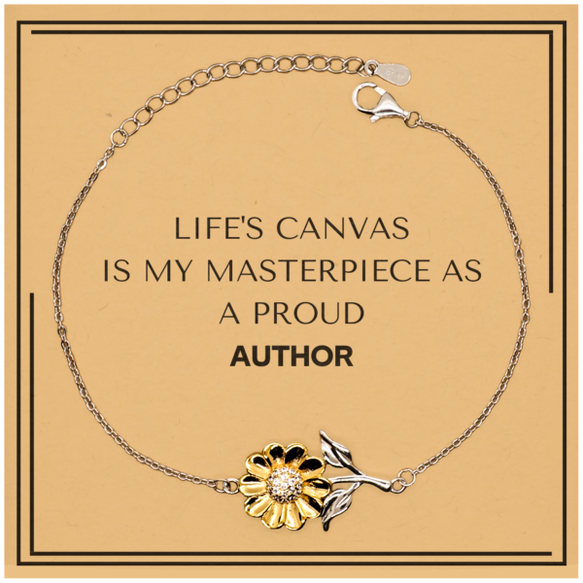 Proud Author Gifts, Life's canvas is my masterpiece, Epic Birthday Christmas Unique Sunflower Bracelet For Author, Coworkers, Men, Women, Friends