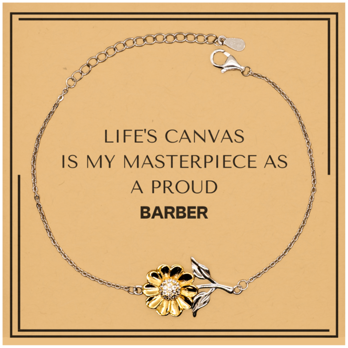 Proud Barber Gifts, Life's canvas is my masterpiece, Epic Birthday Christmas Unique Sunflower Bracelet For Barber, Coworkers, Men, Women, Friends