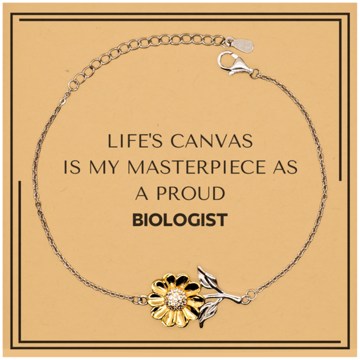 Proud Biologist Gifts, Life's canvas is my masterpiece, Epic Birthday Christmas Unique Sunflower Bracelet For Biologist, Coworkers, Men, Women, Friends