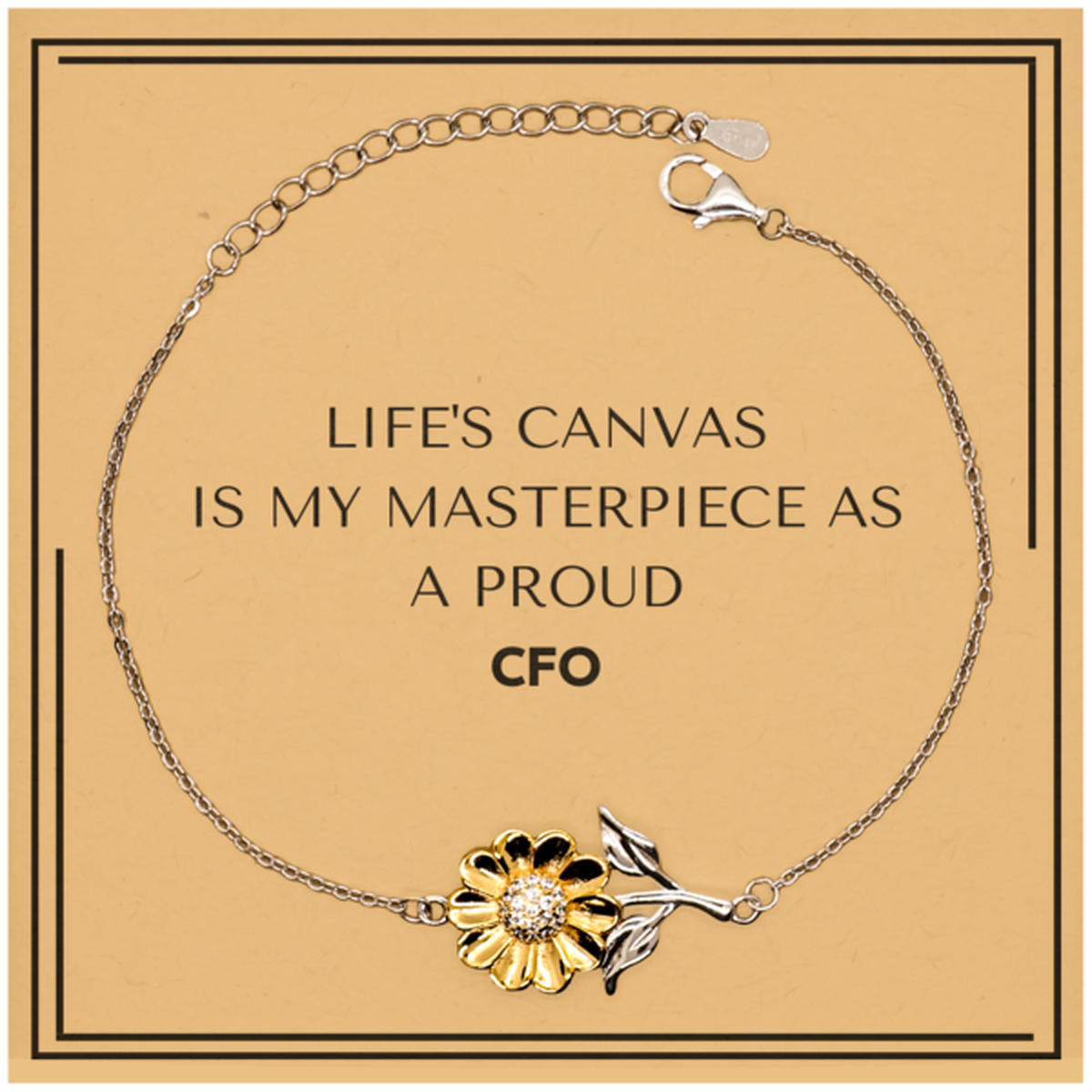 Proud CFO Gifts, Life's canvas is my masterpiece, Epic Birthday Christmas Unique Sunflower Bracelet For CFO, Coworkers, Men, Women, Friends