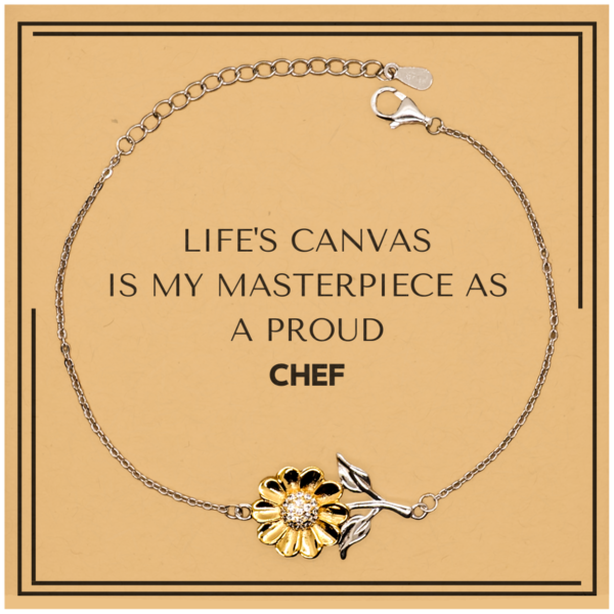 Proud Chef Gifts, Life's canvas is my masterpiece, Epic Birthday Christmas Unique Sunflower Bracelet For Chef, Coworkers, Men, Women, Friends