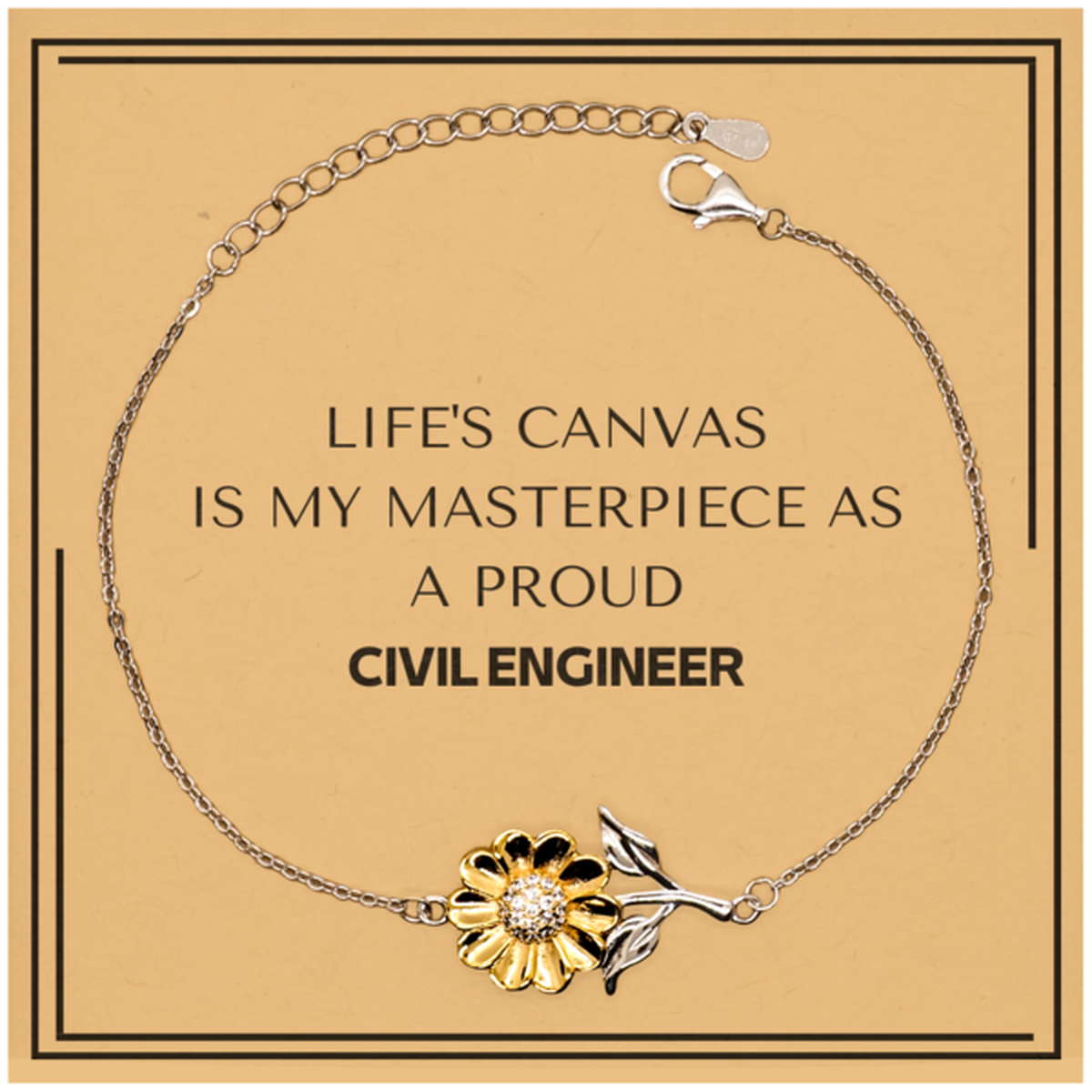 Proud Civil Engineer Gifts, Life's canvas is my masterpiece, Epic Birthday Christmas Unique Sunflower Bracelet For Civil Engineer, Coworkers, Men, Women, Friends