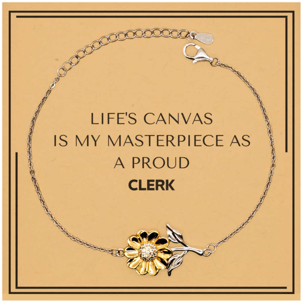Proud Clerk Gifts, Life's canvas is my masterpiece, Epic Birthday Christmas Unique Sunflower Bracelet For Clerk, Coworkers, Men, Women, Friends