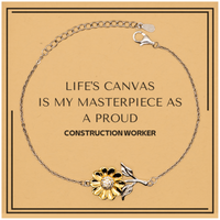 Load image into Gallery viewer, Construction Worker Sunflower Bracelet - Life&#39;s Canvas is My Masterpiece | Meaningful Gift
