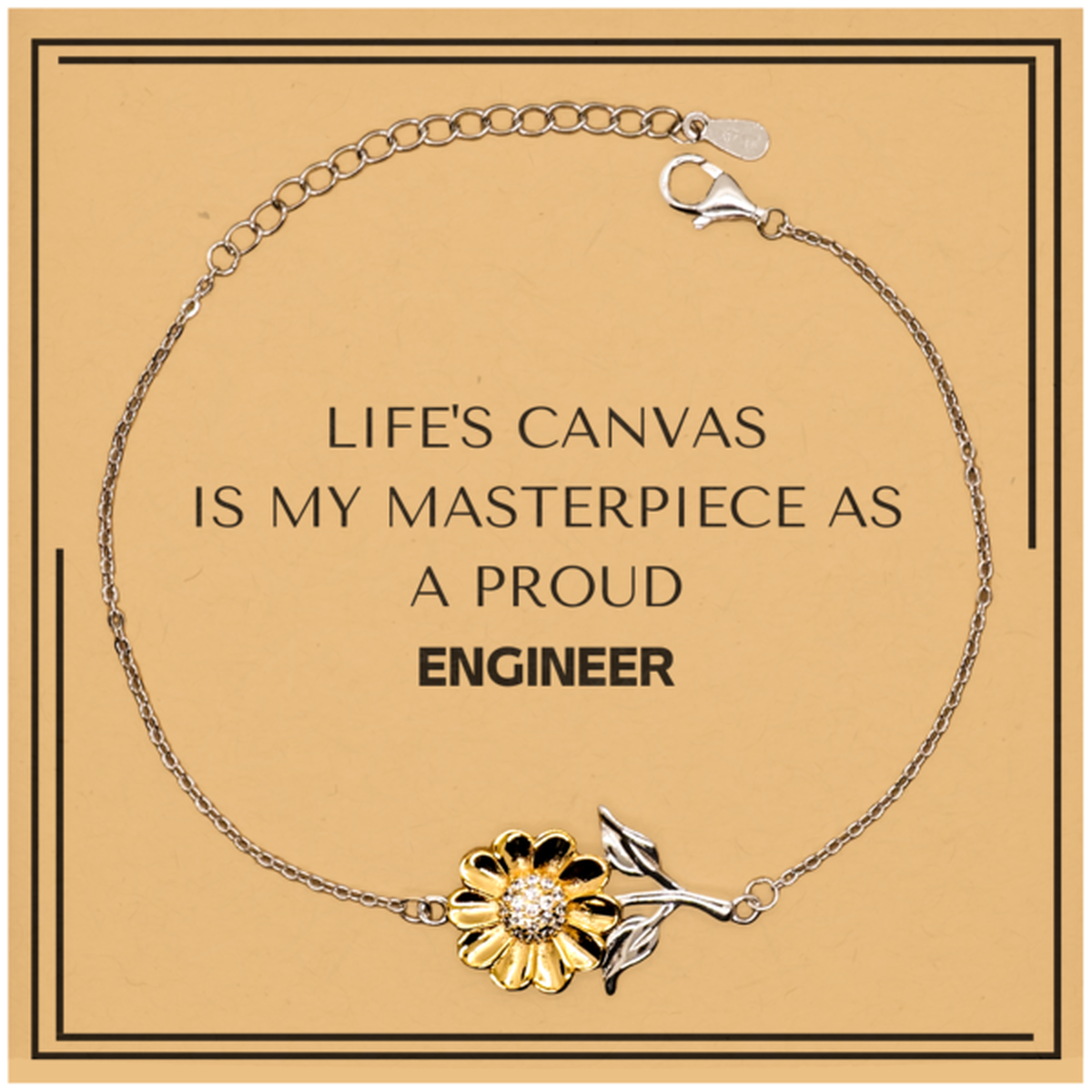 Proud Engineer Gifts, Life's canvas is my masterpiece, Epic Birthday Christmas Unique Sunflower Bracelet For Engineer, Coworkers, Men, Women, Friends