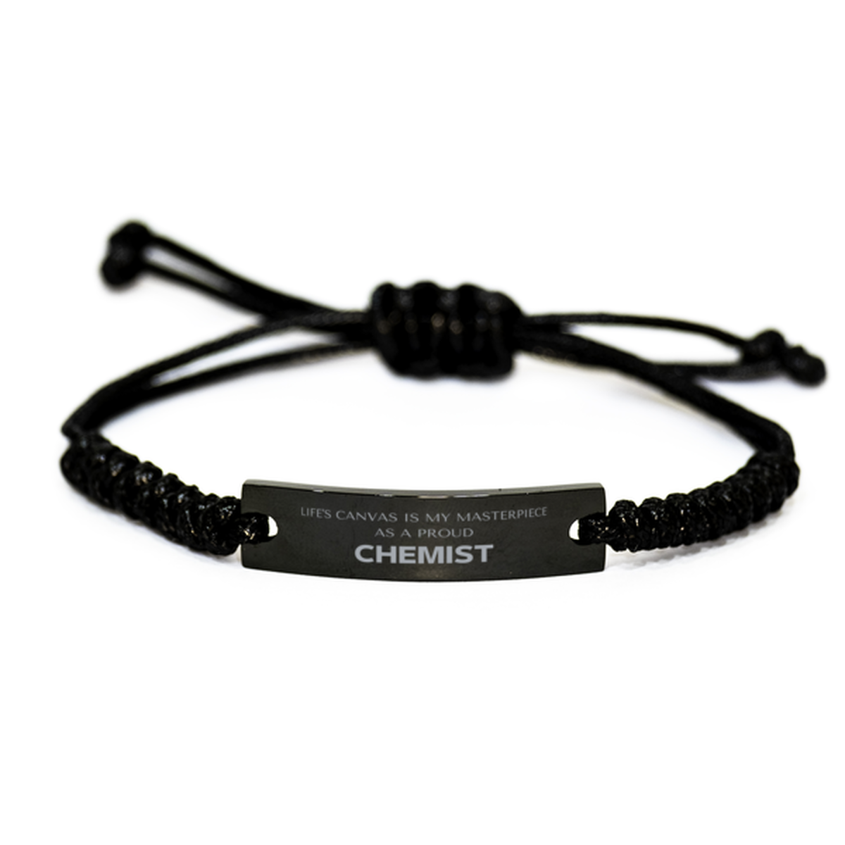 Proud Chemist Gifts, Life's canvas is my masterpiece, Epic Birthday Christmas Unique Black Rope Bracelet For Chemist, Coworkers, Men, Women, Friends