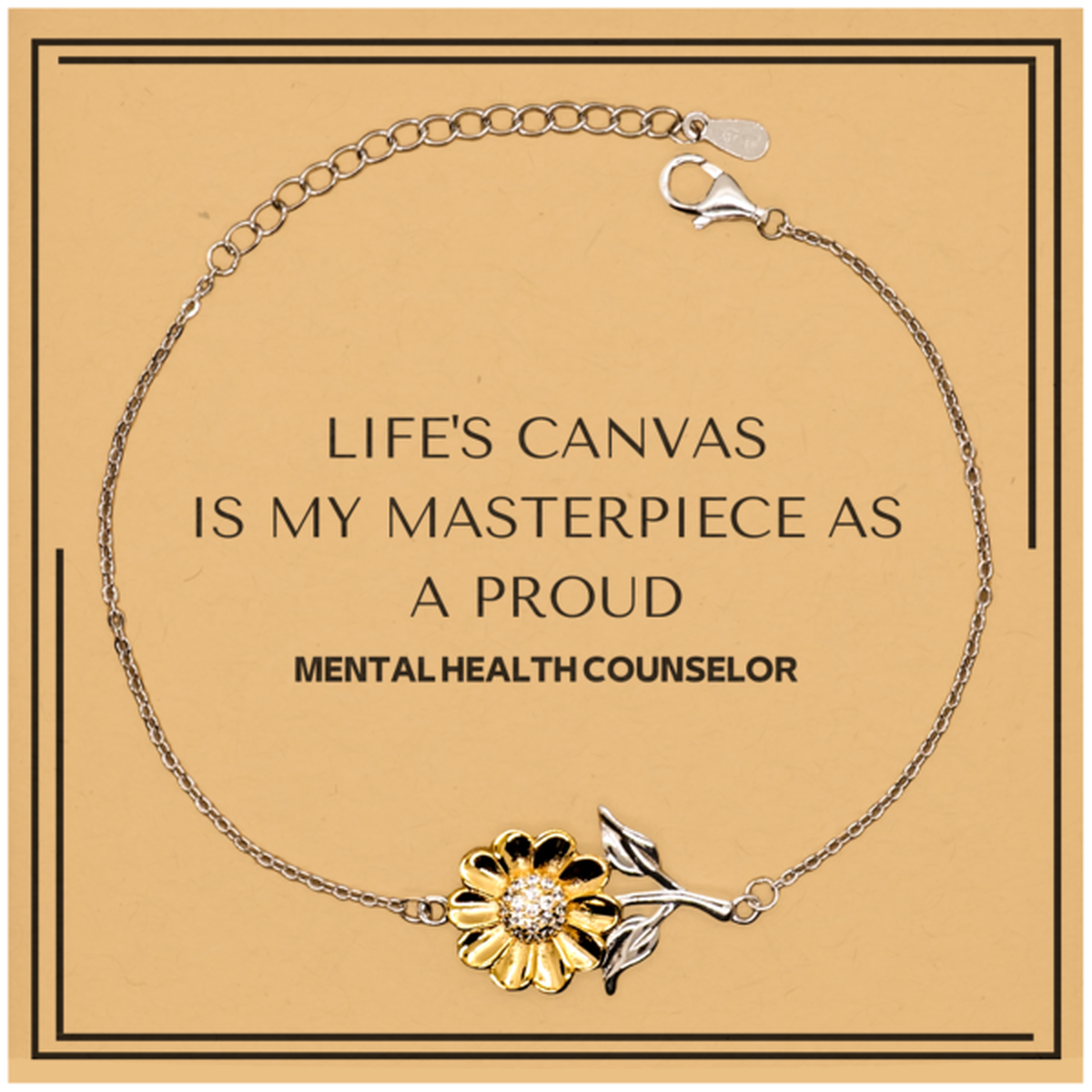 Mental Health Counselor Sunflower Bracelet - Life's Canvas is My Masterpiece | Meaningful Gift