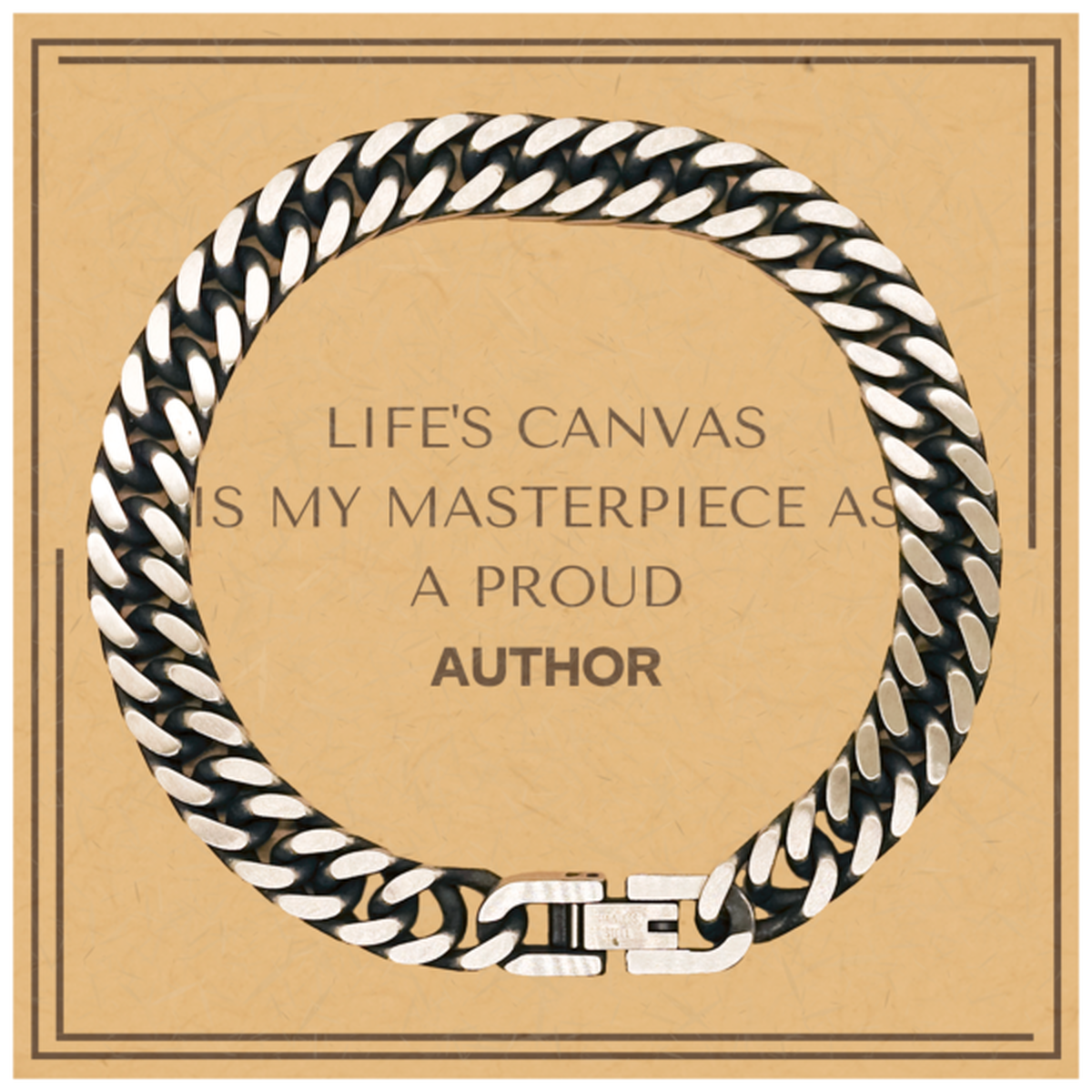 Proud Author Gifts, Life's canvas is my masterpiece, Epic Birthday Christmas Unique Cuban Link Chain Bracelet For Author, Coworkers, Men, Women, Friends